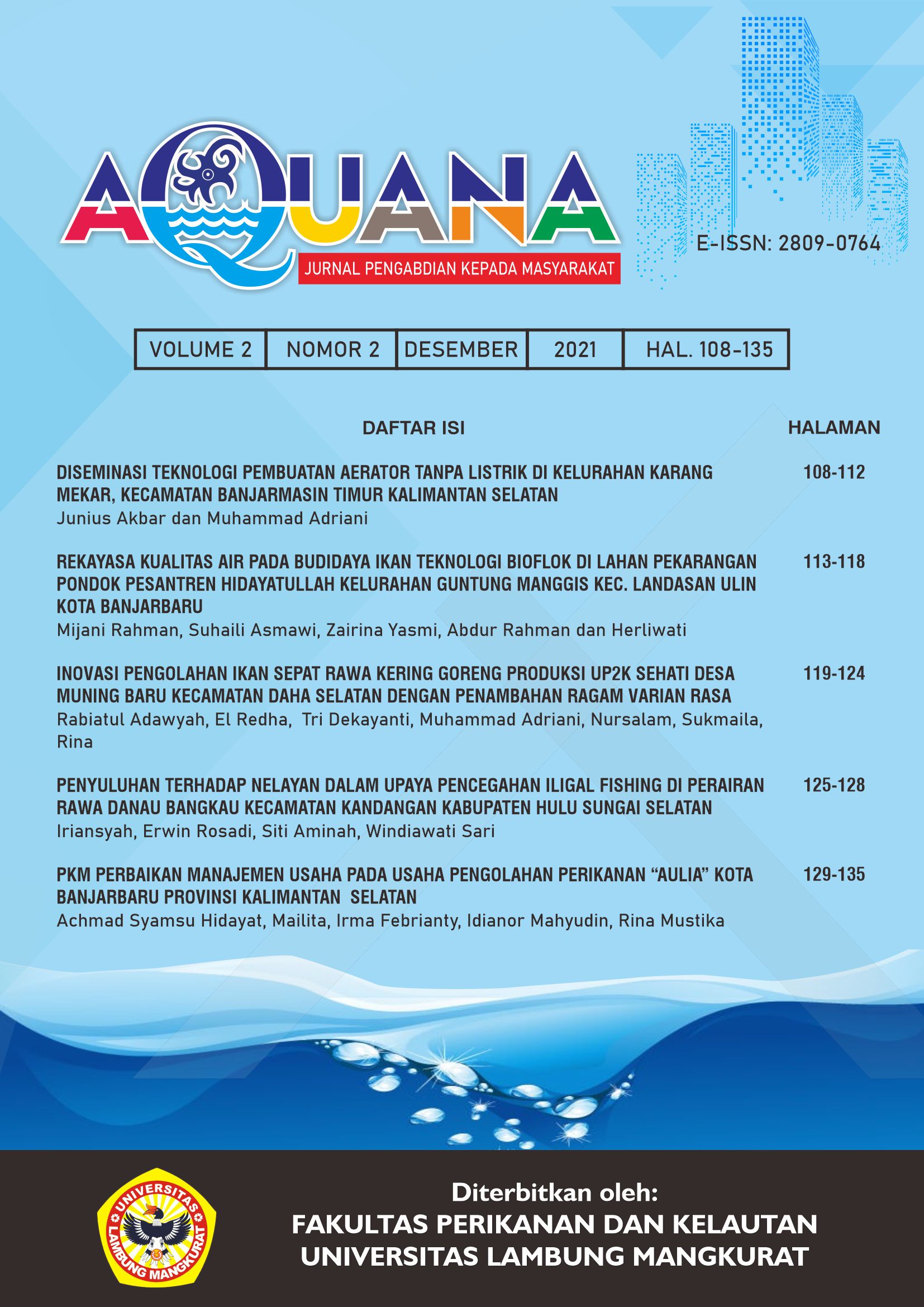 Cover Aquana Vol 2 No 2 Tahun 2021